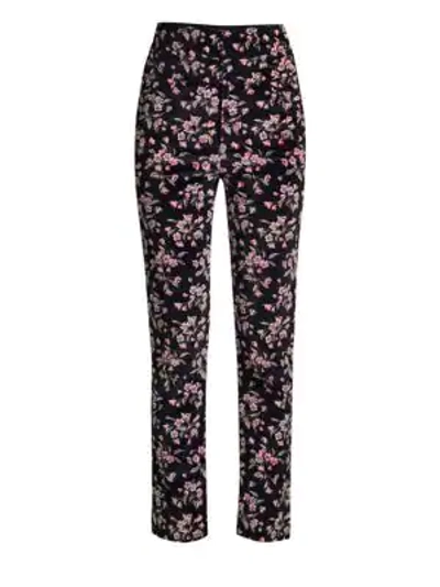 Shop Rebecca Taylor Tilda Velvet Floral Pants In Black Combo