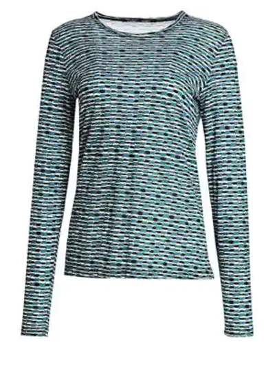 Shop Proenza Schouler Printed Jersey Long-sleeve Shirt In Blue Stone Black Woven Dot