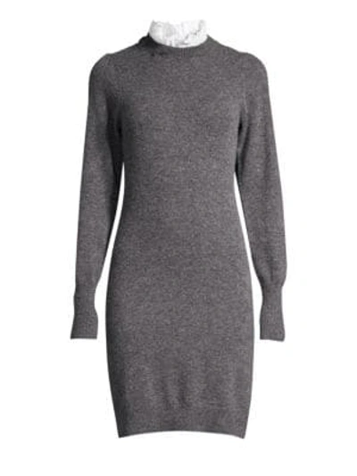 Shop Sandro Ruffle Collar Sweater Dress In Grey