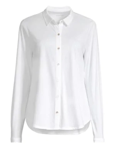 Shop Eileen Fisher Organic Cotton Button-down Shirt In White