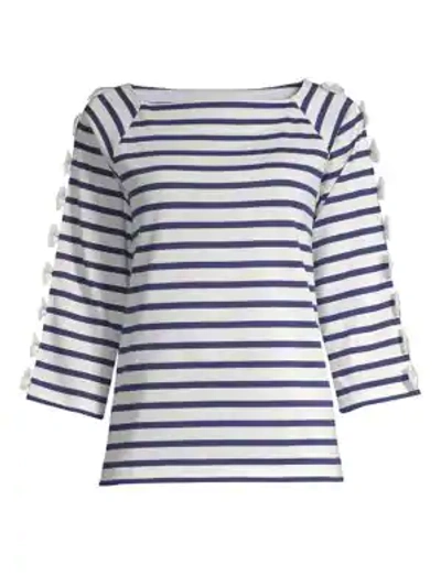 Shop Tu Es Mon Tresor Cotton Stripe Shirt In Blue