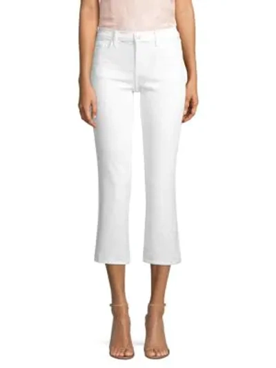 Shop J Brand Selena Mid-rise Crop Bootcut Faux-pearl Jeans In Ionized