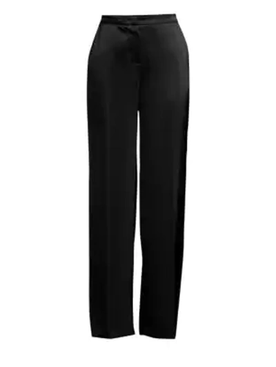 Shop Escada Tamal Satin Wide-leg Pants In Black