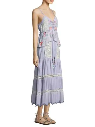 Shop Hemant & Nandita Floral Tiered Dress In Blue