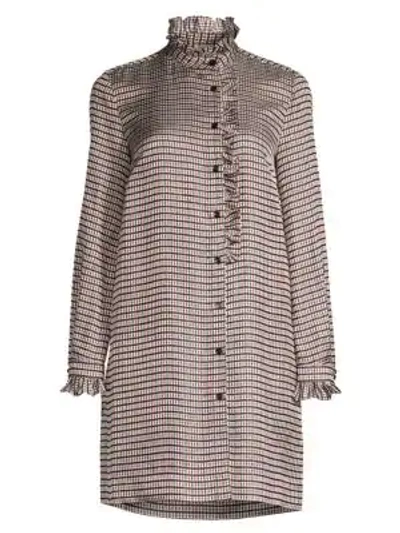 Shop Sandro Country Club Music Checked Shirt Dress In Multi