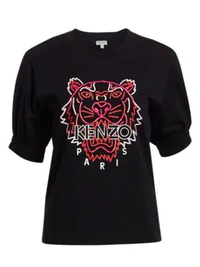 Shop Kenzo Neon Tiger Cotton Tee In Black