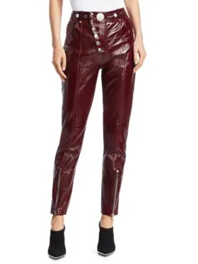 Shop Alexander Wang Leather High-waist Multi-button Leggings In Oxblood