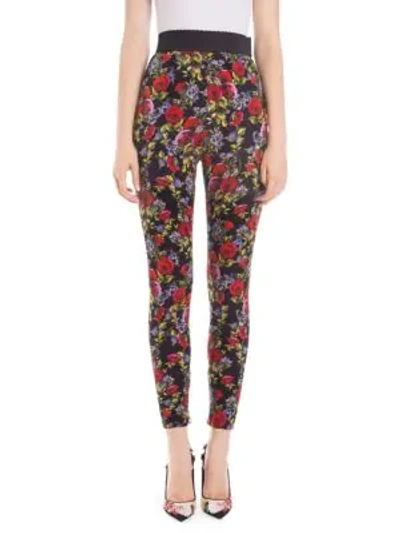 Shop Dolce & Gabbana Charmeuse Floral Leggings In Micro Floral
