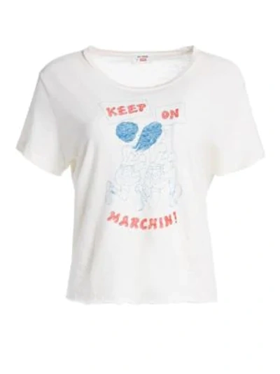 Shop Re/done Raw Keep On Marchin' Cotton Tee In Vintage White