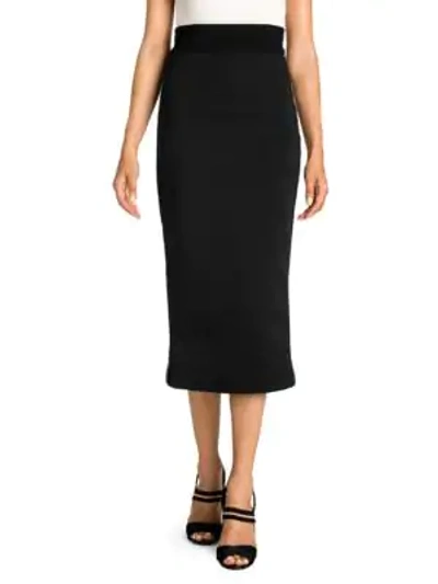 Shop Fendi Knit Logo Stripe Pique Jersey Pencil Skirt In Black