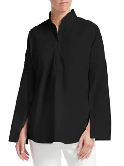 Shop Akris Punto Women's Buttoned Sleeve Blouse In Nero