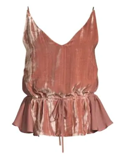 Shop J Brand Lucy Mixed Media Velvet Camisole In Deep Blush