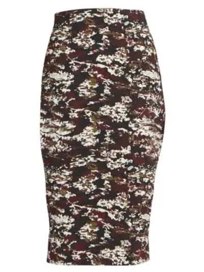 Shop Victoria Beckham Camo Pencil Skirt In Bordeaux Black