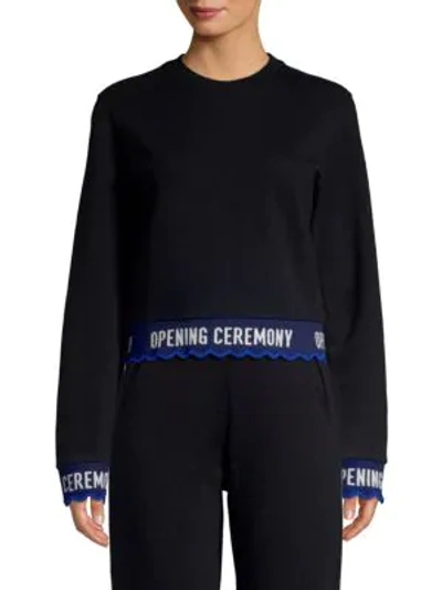 Shop Opening Ceremony Cropped Logo Sweatshirt In Black