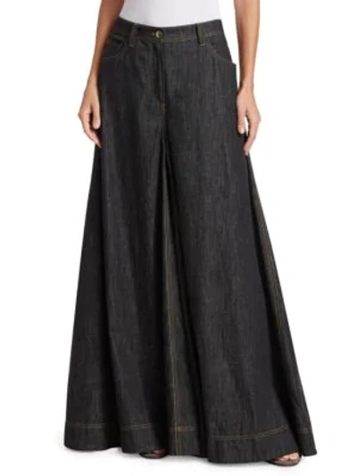 Shop Brunello Cucinelli Denim Wide-leg Trousers In Black Denim