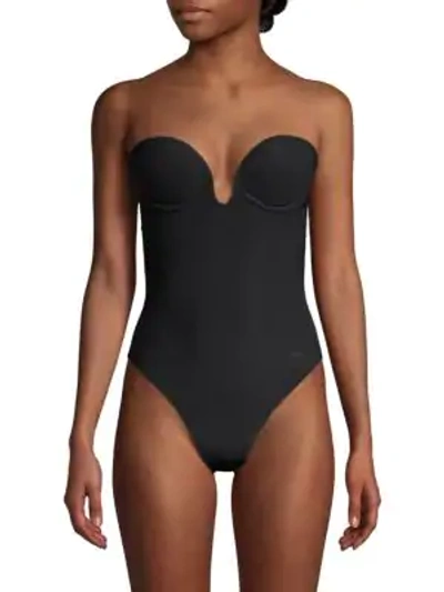 Shop La Perla U-wire Strapless Bodysuit In Black