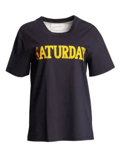 Shop Alberta Ferretti Days Of The Week Saturday T-shirt In Navy Blue