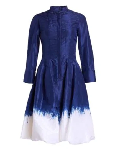 Shop Oscar De La Renta Dip Dye Bubble Hem Dress In Blue