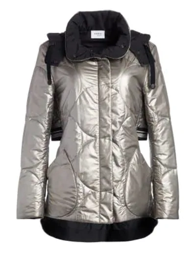 Shop Akris Punto Metallic Nylon Puffer Coat In Marmo