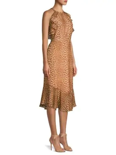 Shop Rachel Zoe Posie Leopard Ruffled Flounce Silk Sheath Dress In Multi