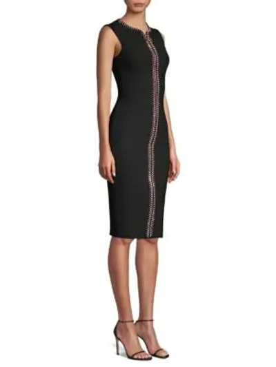 Shop Versace Jewel Stud Zip Bodycon Dress In Black