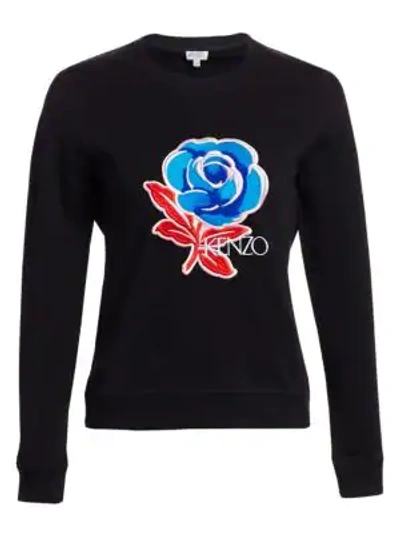 Shop Kenzo Embroidered Rose Sweatshirt In Black