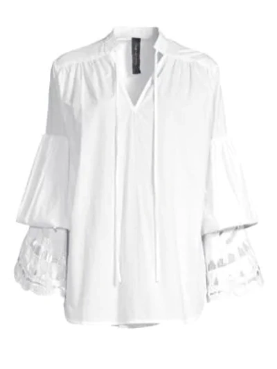 Shop Romance Was Born Broderie Bell Sleeve Tiered Eyelet Tunic In White