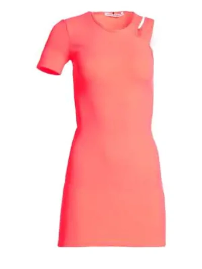 Shop Alexander Wang T Asymmetric Bodycon Mini Dress In Hot Pink