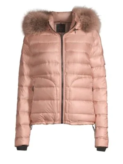 Shop 49 Winters Tailored Down Fox Fur Trim Puffer In Blush Pink