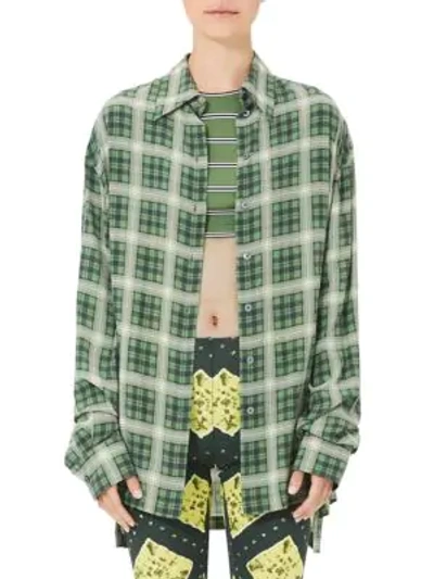 Shop Marc Jacobs Redux Grunge Plaid Washed Silk Shirt In Green Multi