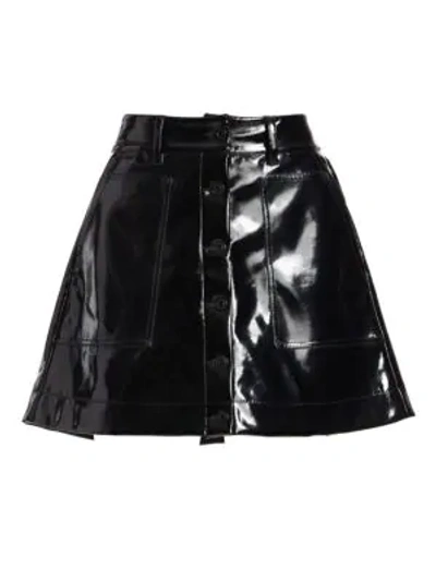 Shop Proenza Schouler Vinyl Button-front Skirt In Black