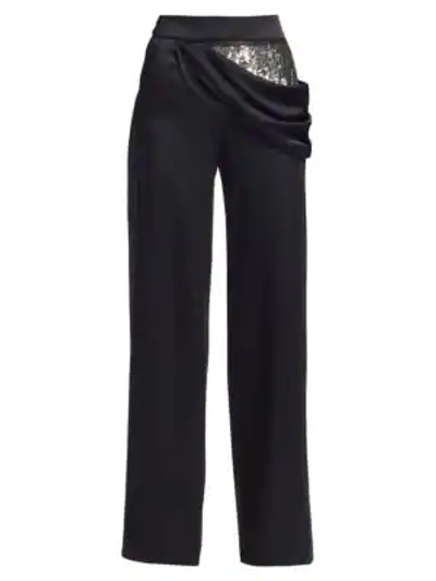 Shop Monse Sequin Side Drape Trousers In Black