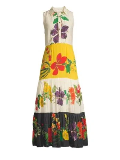 Shop Carolina K Natalie Floral Cotton Silk Dress In Big Flower