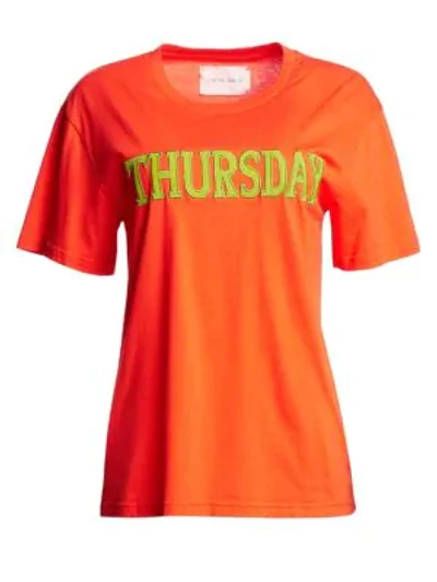 Shop Alberta Ferretti Days Of The Week Thursday T-shirt In Orange