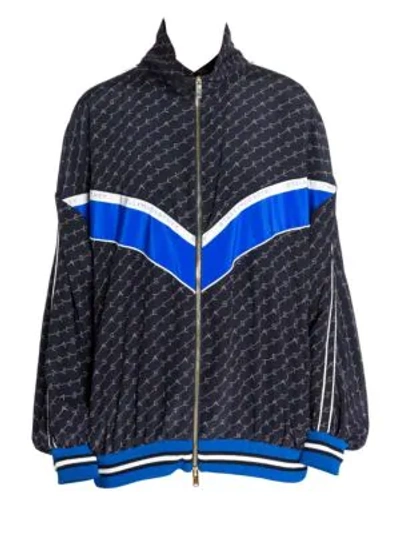 Shop Stella Mccartney Stella Monogram Zip Front Bomber In Navy