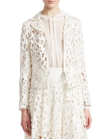 Shop Akris Amy Marker Embroidery Jacket In Paper