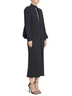 victoria beckham slash front midi dress