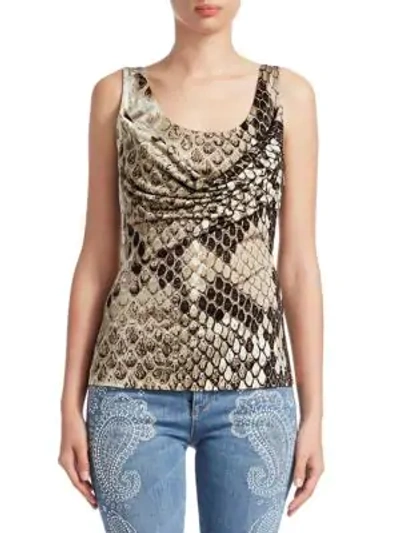 Shop Roberto Cavalli Python Print Knit Tank Top In Taupe Python