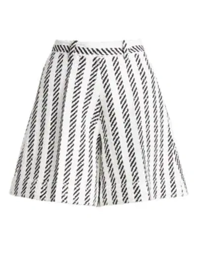 Shop Oscar De La Renta Matching Stripe Skirt Shorts In White Black