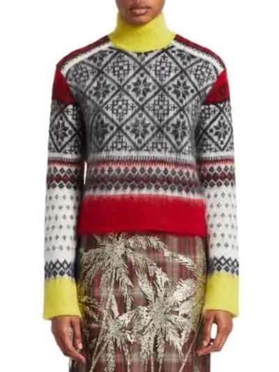 Shop N°21 Print Turtleneck Wool & Mohair-blend Button-back Sweater In Multi