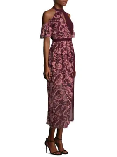 Shop Three Floor Tokyo Embroidered Lace Shift Dress In Tawny Port