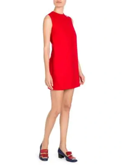 Shop Valentino Wool Shift Dress In Red
