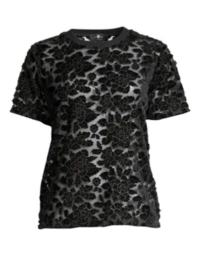 Shop 7 For All Mankind Sheer Floral Lace T-shirt In Black