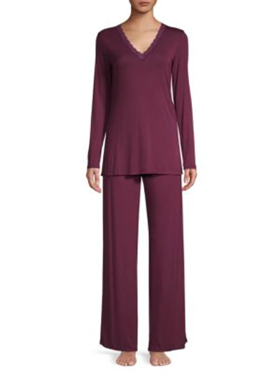 Shop Natori Feather Essential Pajama Set In Potent Purple