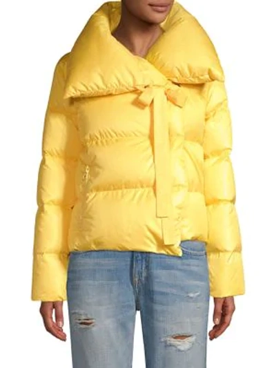 Shop Bacon Puffa Cropped Jacket In Yellow