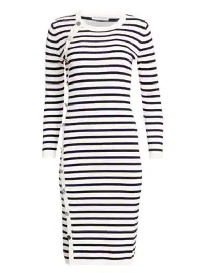 Shop Altuzarra Stripe Knit Dress In Navy White