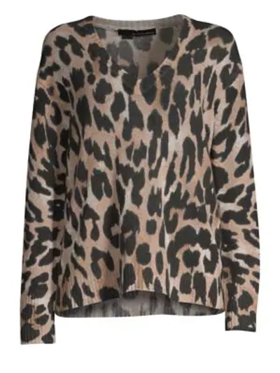 Shop 360cashmere Geraldine Leopard Cashmere Sweater In White Smoke Leopard