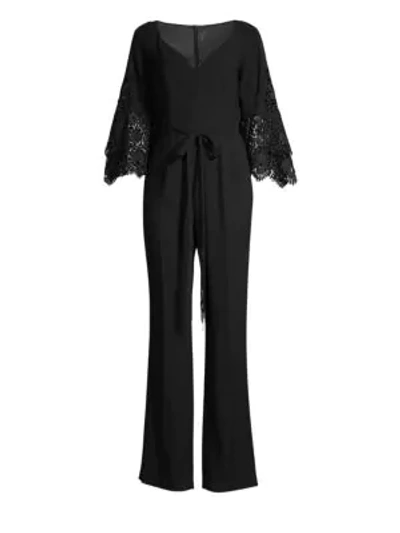 Shop Elie Tahari Tina Crepe Jumpsuit In Black