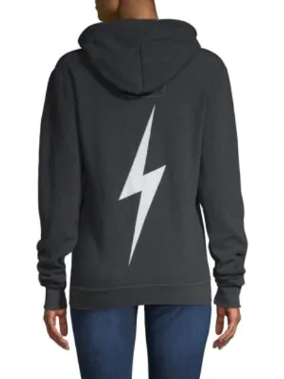 Shop Aviator Nation Bolt Zip Cotton Hoodie In Charcoal