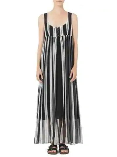 Shop Marc Jacobs Redux Grunge Wide Stripe Chiffon Maxi Dress In Black Ivory